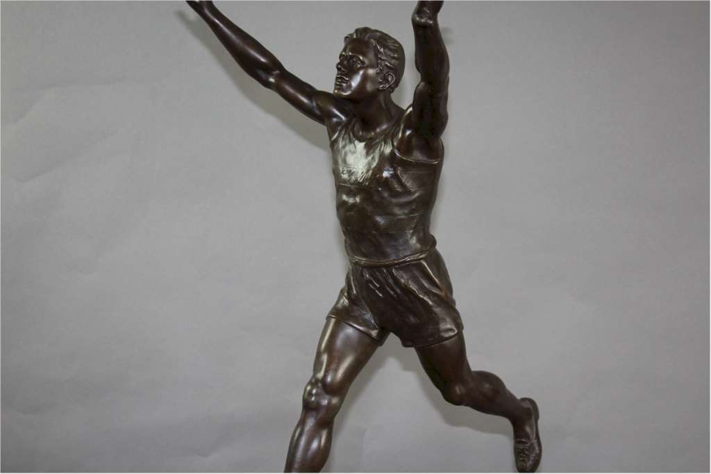Emile Carlier spelter figure of a runner