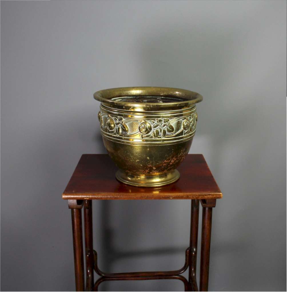 arts and crafts brass bowl with Scottish rose