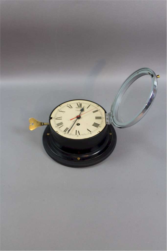 1940's chrome and black ships clock by Smiths