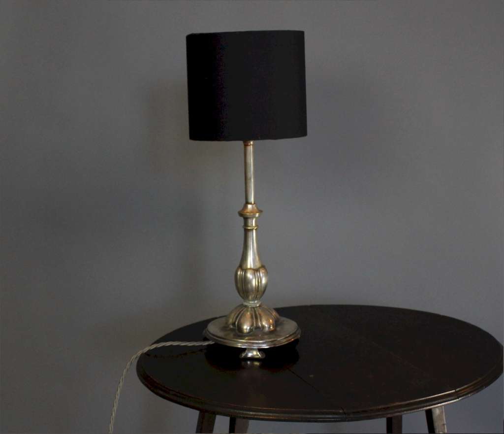 Edwardian silver plated table lamp