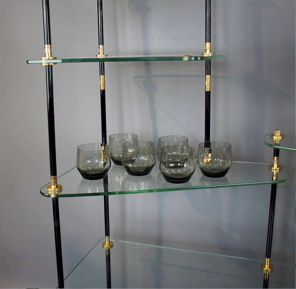 Set of six 1970's smoked glass drinking glasses