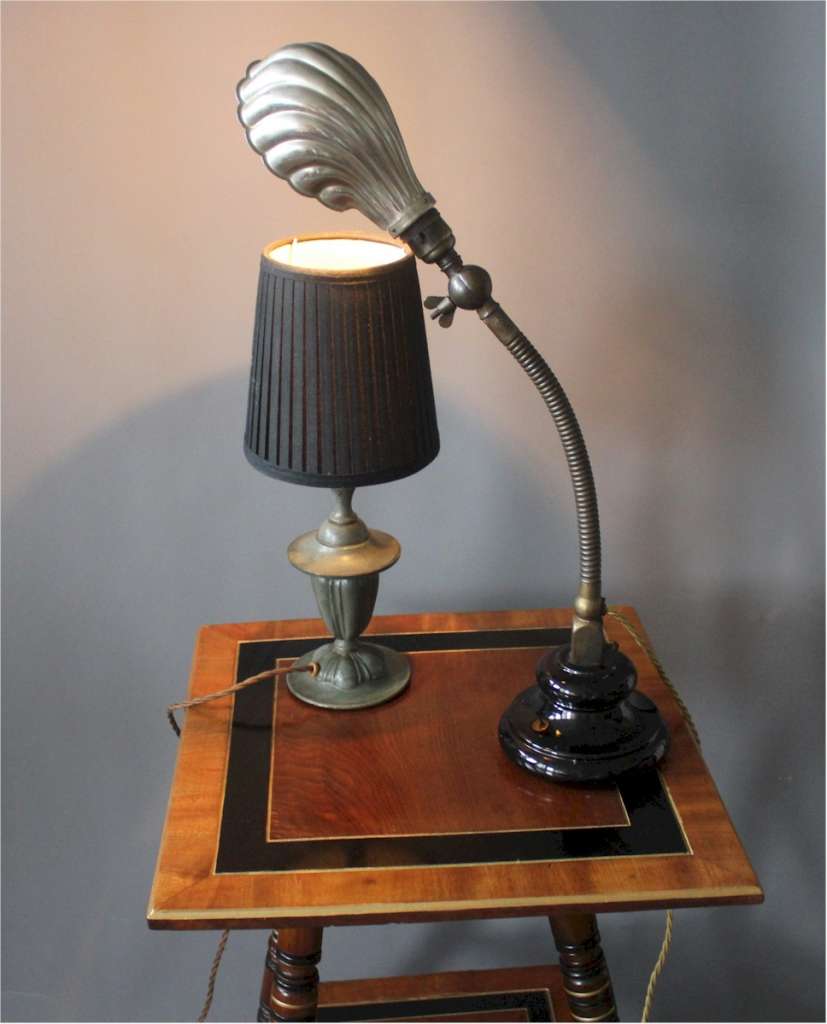 Small pewter table lamp