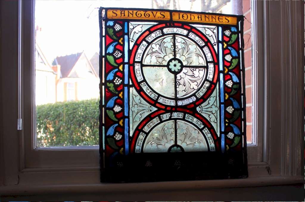 Victorian stained leaded glass panel Saint John