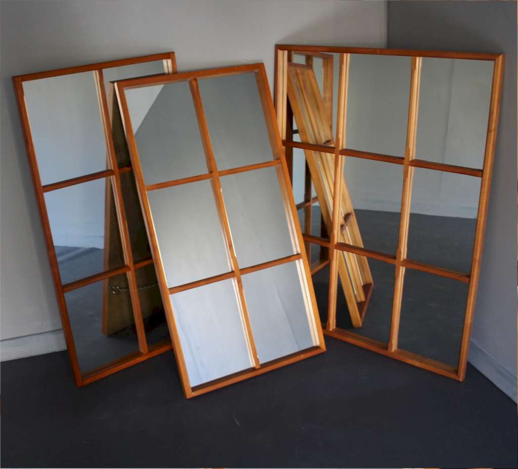 Mid-century teak sectional mirrors