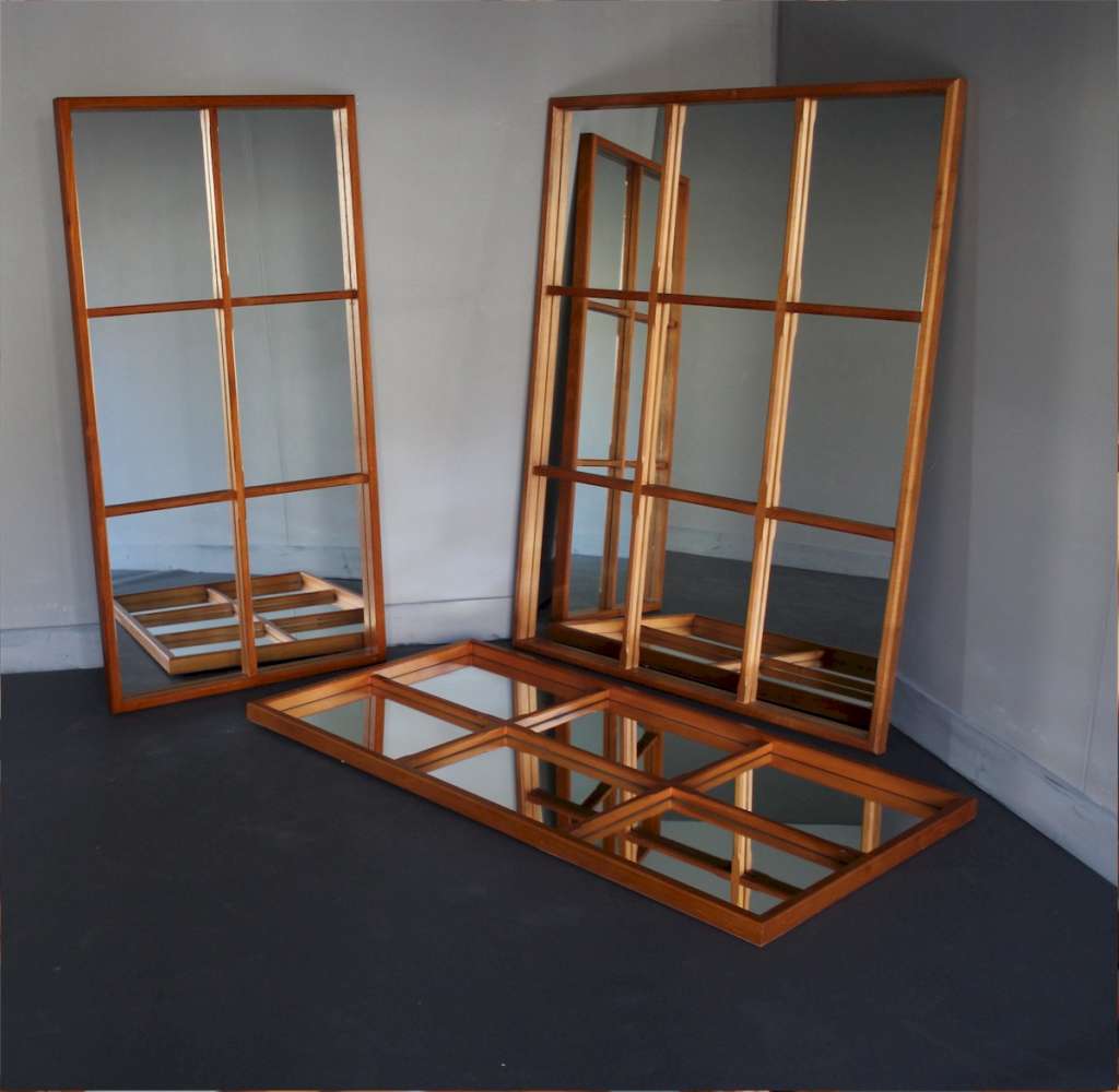 Mid-century teak sectional mirrors