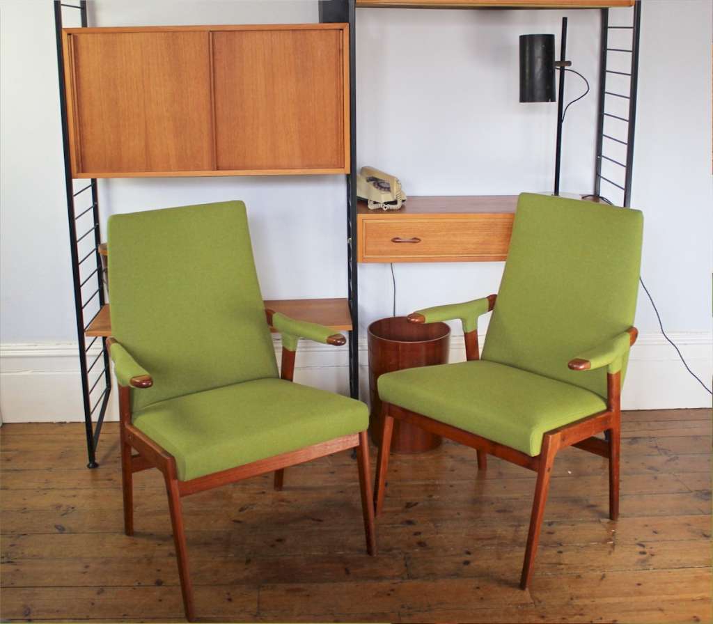 Pair of mid-century teak armchairs
