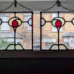  Arts and crafts period leaded glass suncatchers