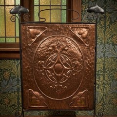 Arts and crafts fireguard in copper and iron