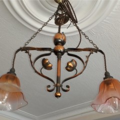 Pretty arts and crafts ceiling light with flowers