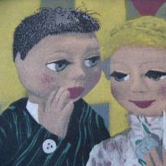 Fun picture of married puppet couple screenprint