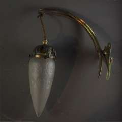 Arts and crafts brass heart back wall light.
