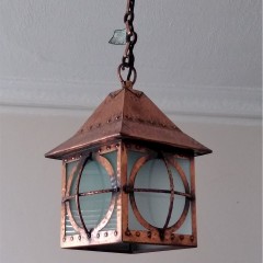 arts and crafts ceiling light , copper on brass
