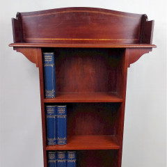 Narrow inlaid arts and crafts bookcase