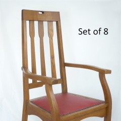 Good set of 8 arts and crafts chairs , golden oak