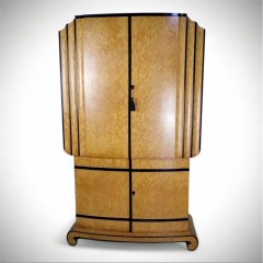 Art Deco cocktail cabinet birds eye maple and ebony