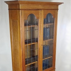 Inlaid and leaded arts and crafts bookcase