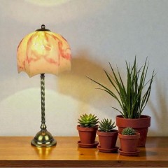  Arts and crafts table lamp in brass with glass shade