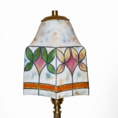 Pretty table lamp with brass base and hand painted shade