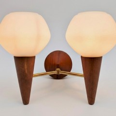 Mid Century Modern wall light teak and brass