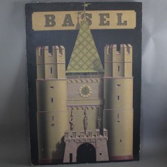 Large travel poster on board for Basel Switzerland