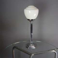 Chrome art deco table lamp on stepped base