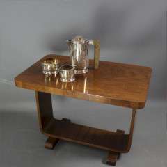 Art Deco walnut coffee table on 