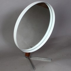 Vanity / dressing table adjustable mirror in teak and painted steel. Produced by Durlston Ltd