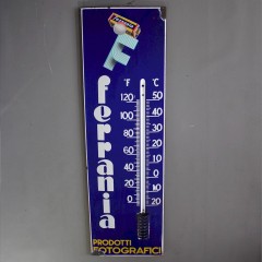 Ferrania enamel advertising thermometer sign