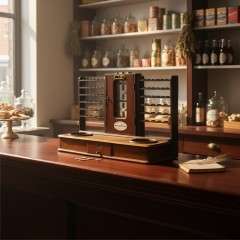 Victorian mahogany dispenser by W R Loftus