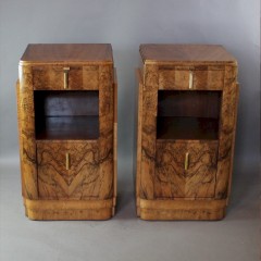 Pair of Deco burr walnut bedside cabinets