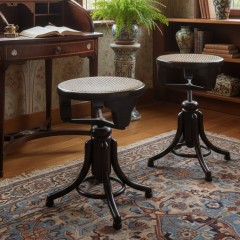 Thonet, pair of adjustable bentwood stools