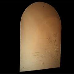 Art Deco arched peach mirror, with fish related design