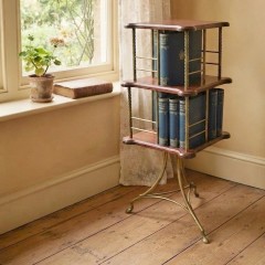 Victorian revolving bookcase in brass and mahogany