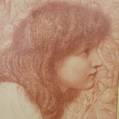 Henry Ryland Pre-Raphaelite print in original oak frame