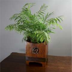 Small arts and crafts planter with copper bandings,