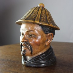 Austrian terracotta tobacco jar in the form of a Chinaman