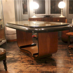 Art Deco U Based dining table in birds eye maple