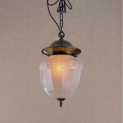 Large milk glass ceiling light , pressed flowers