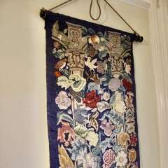 Wall hanging needlework tapestry signed F G Aldington
