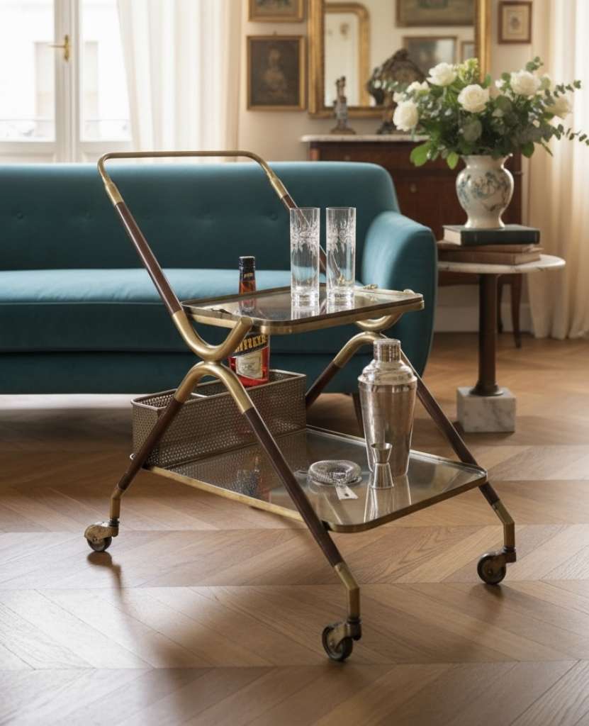 Mid-century Drinks Trolley attributed to Cesare Lacca, Italy c.1950s
