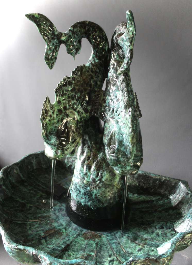 Fountain with dolphins by Vallauris French