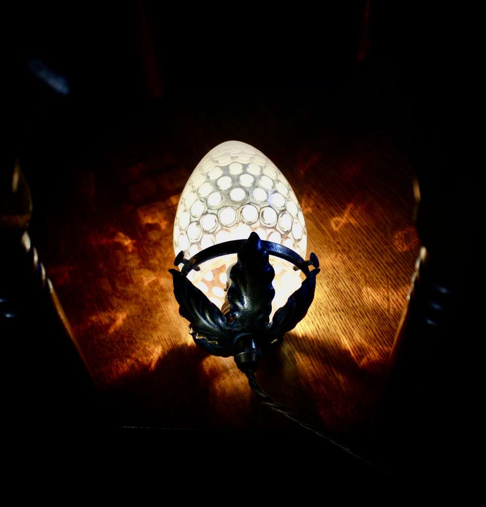 Arts and Crafts pendant vaseline shade