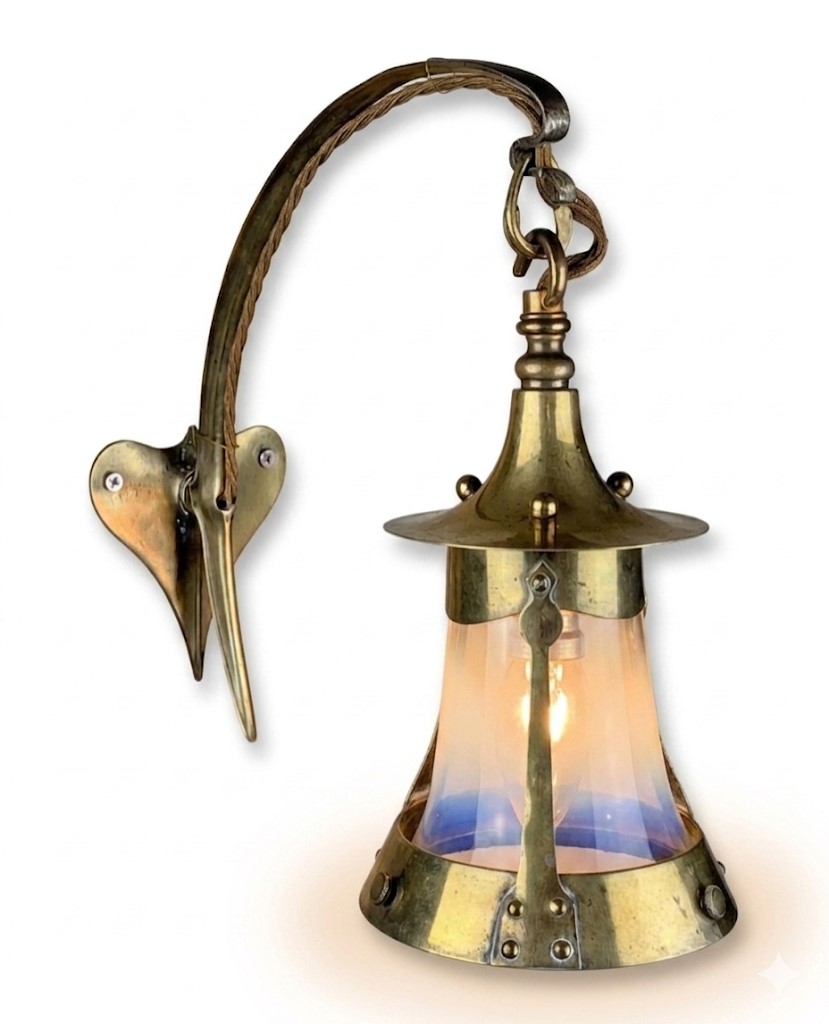 Arts and craft wall light vaseline shade