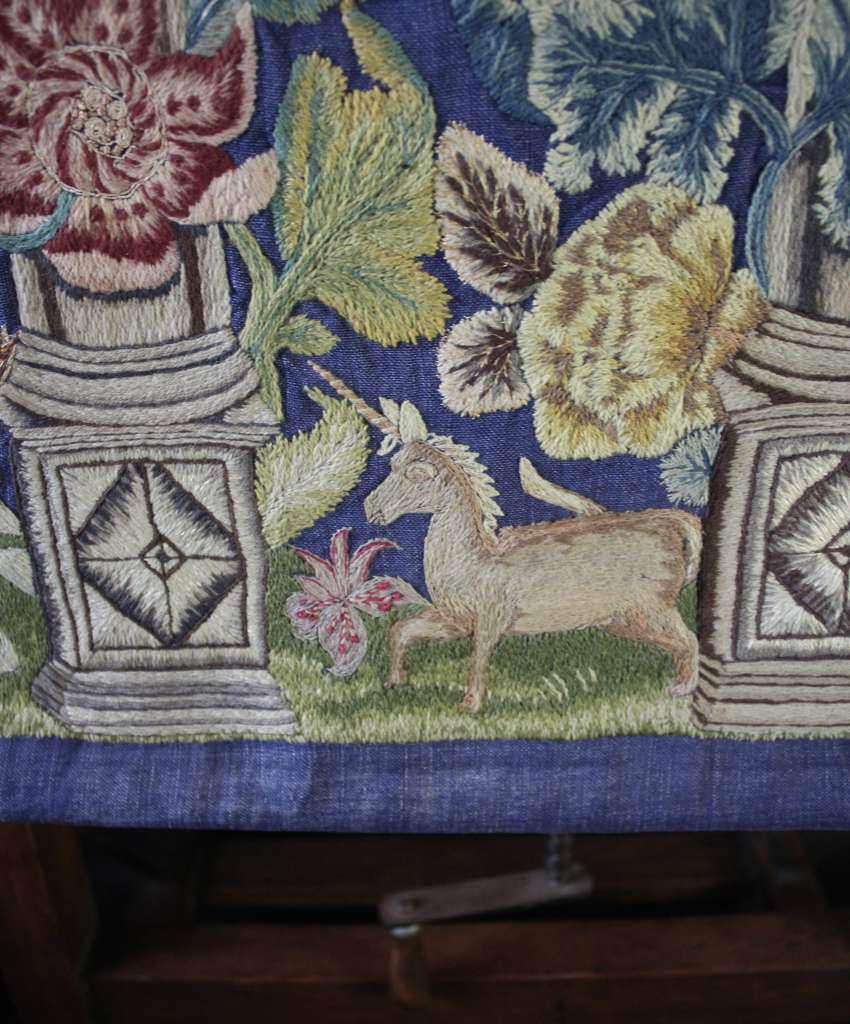 Wall hanging needlework tapestry signed F G Aldington