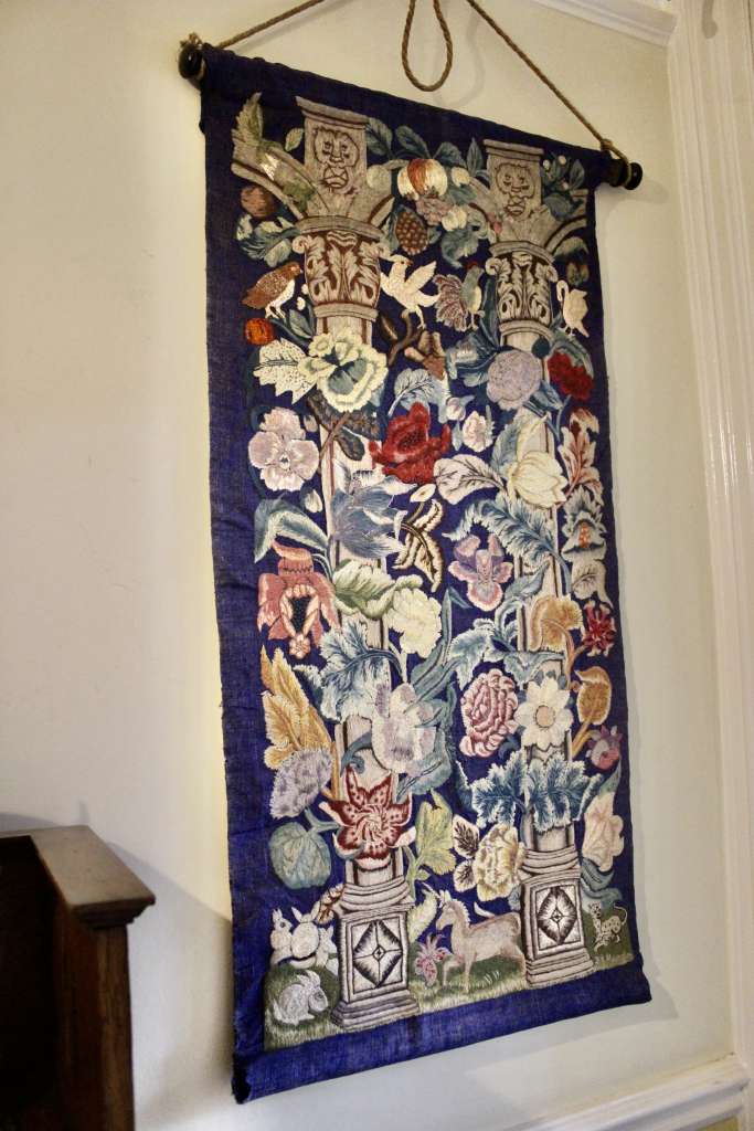 Wall hanging needlework tapestry signed F G Aldington