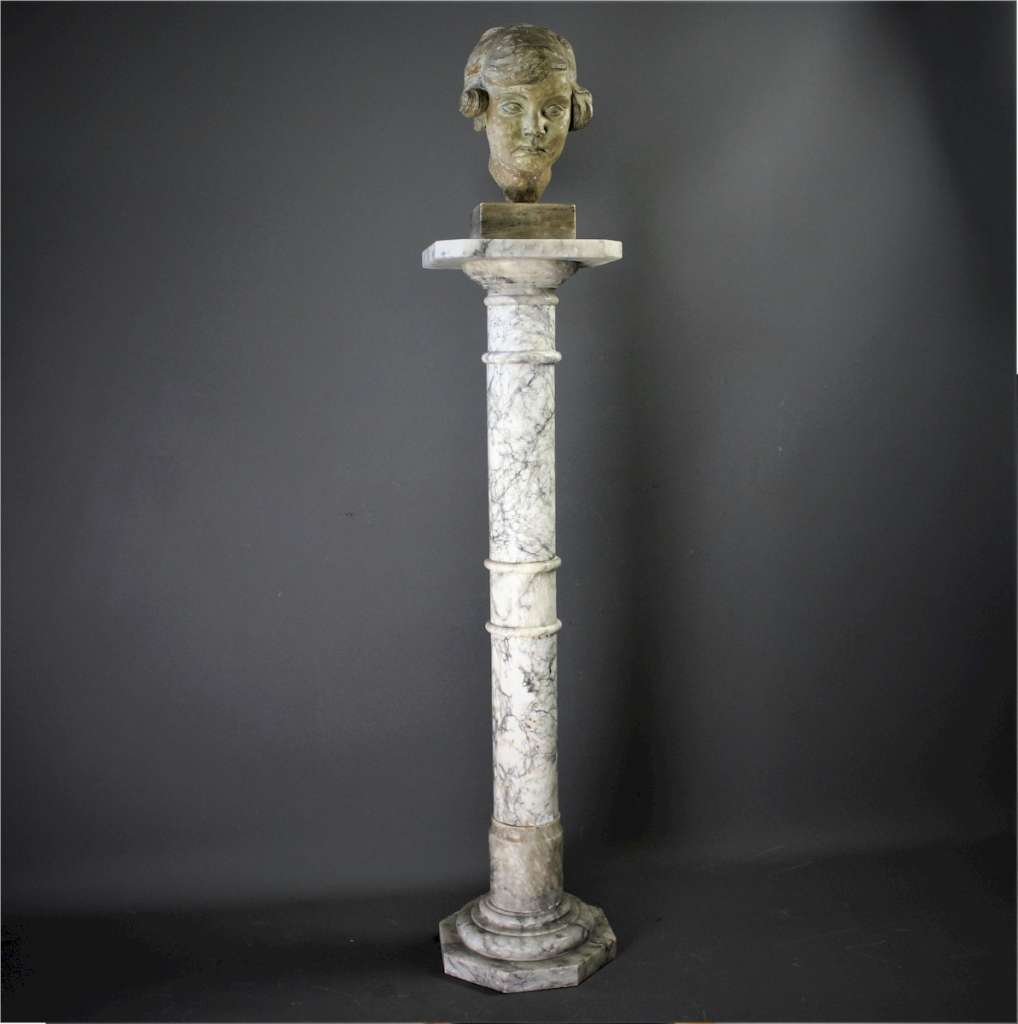 Mid Century white marble column,