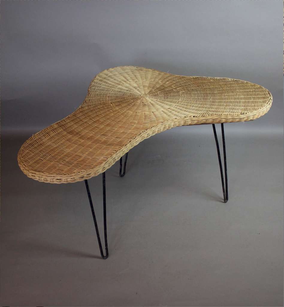 1950's wicker boomerang table possibly by Conran